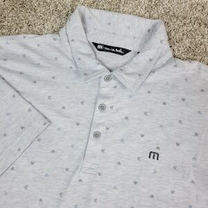 Travis Mathew Mens XL Gray AOP Arrows Performance Stretch Polo Short Sleeve